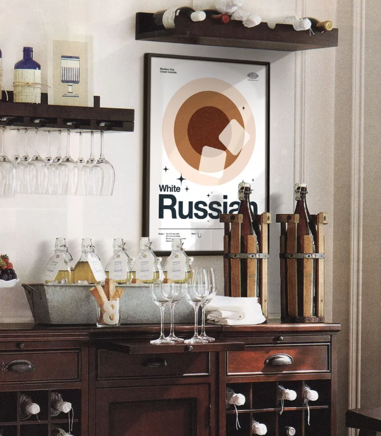 Mid-century modern White Russian Cocktail poster