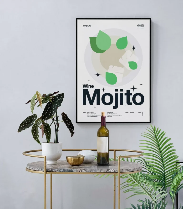 Mid-century modern Wine Mojito Cocktail poster