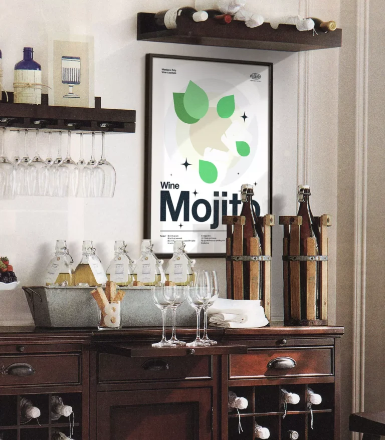 Mid-century modern Wine Mojito Cocktail poster