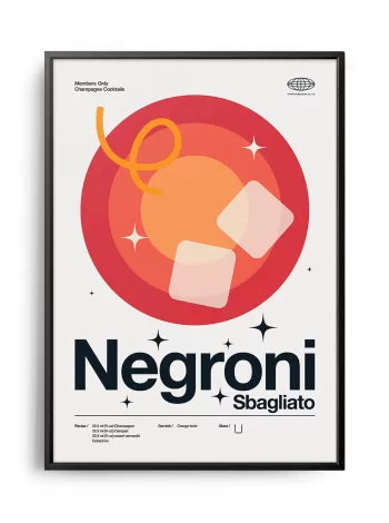 Mid-century modern Negroni Sbagliato Cocktail poster