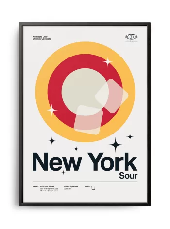 Mid-century modern New York Sour Cocktail poster
