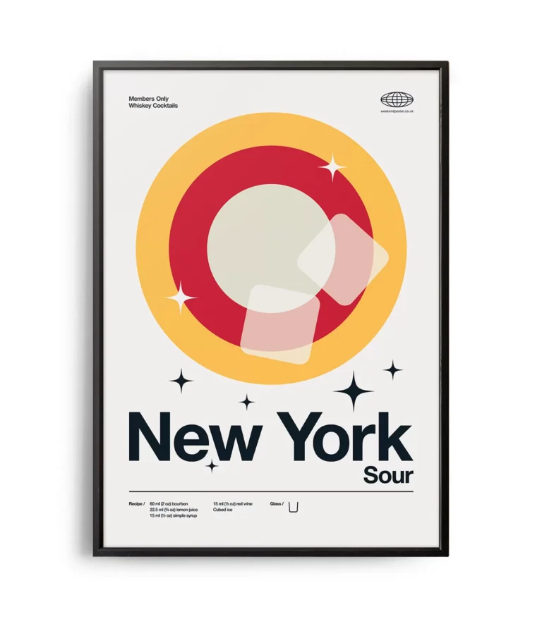 Mid-century modern New York Sour Cocktail poster