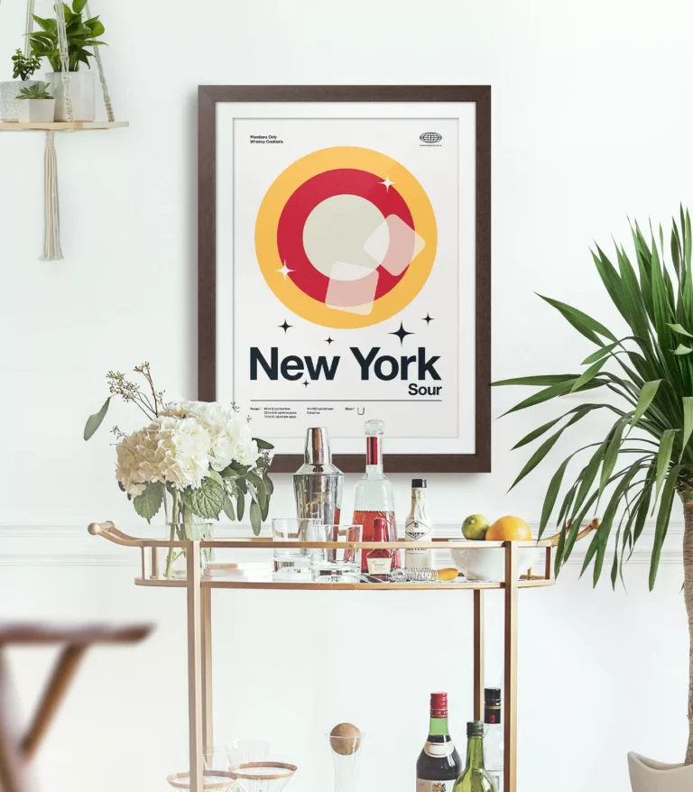 Mid-century modern New York Sour Cocktail poster