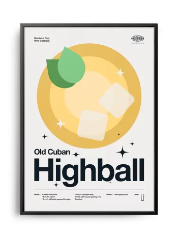Mid-century modern Old Cuban Highball Cocktail poster