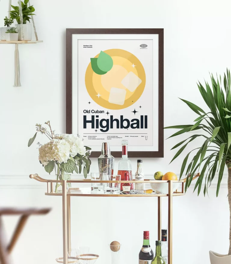 Mid-century modern Old Cuban Highball Cocktail poster