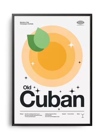 Mid-century modern Old Cuban Cocktail poster