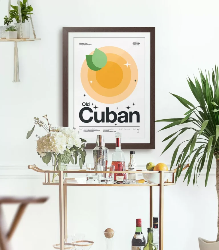 Mid-century modern Old Cuban Cocktail poster