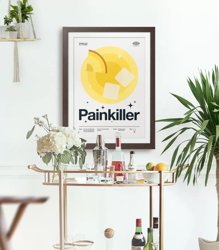 Mid-century modern Painkiller Cocktail poster