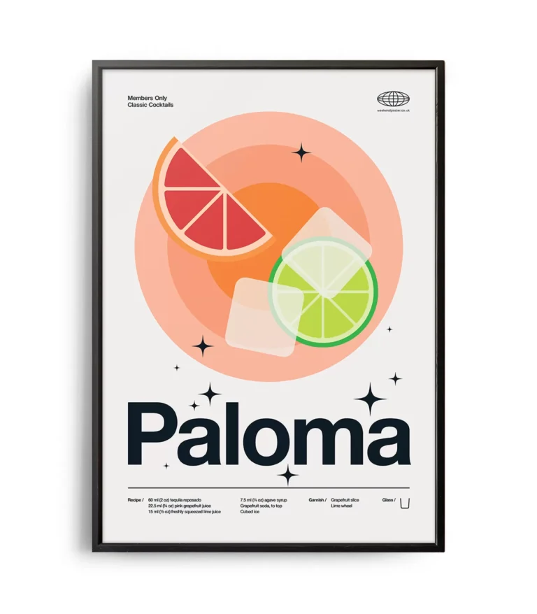Mid-century modern Paloma Cocktail poster