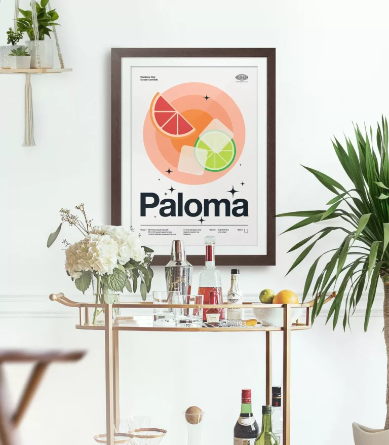 Mid-century modern Paloma Cocktail poster