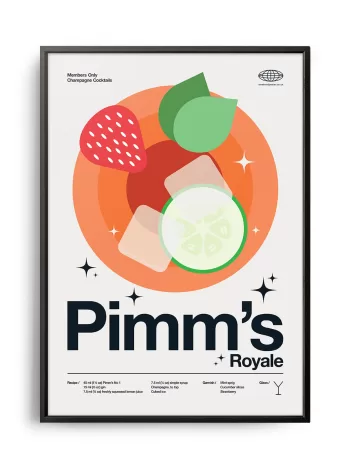 Mid-century modern Pimm's Royale Cocktail poster