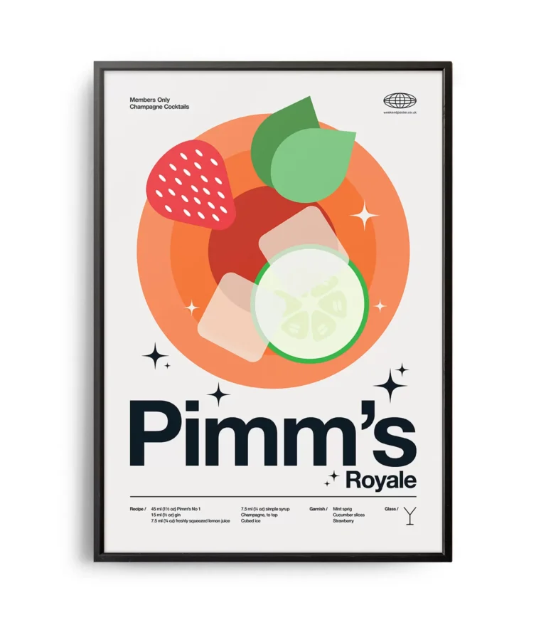 Mid-century modern Pimm's Royale Cocktail poster