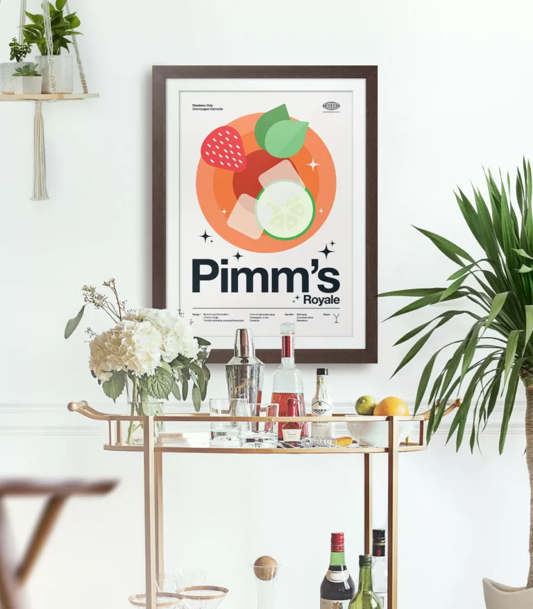 Mid-century modern Pimm's Royale Cocktail poster