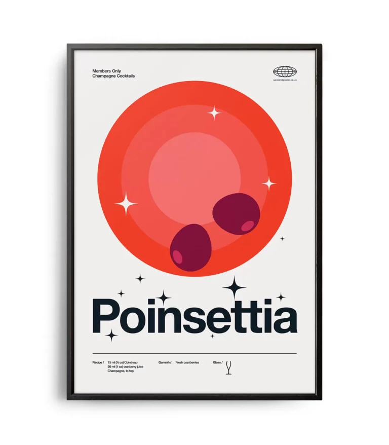 Mid-century modern Poinsettia Cocktail poster