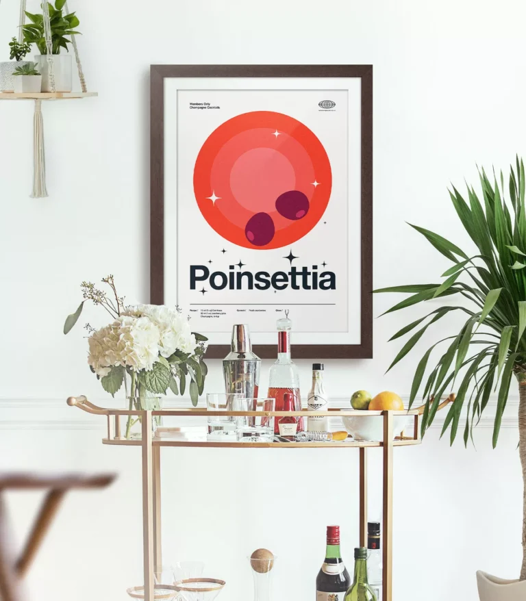 Mid-century modern Poinsettia Cocktail poster
