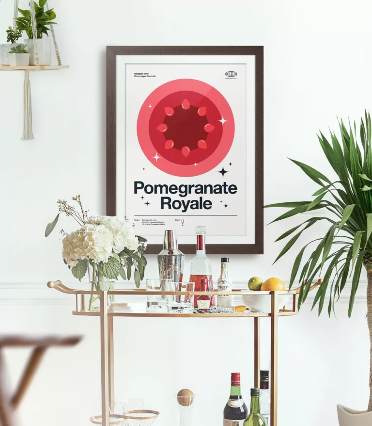 Mid-century modern Pomegranate Royale Cocktail poster