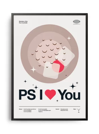 Mid-century modern PS I Love You Cocktail poster