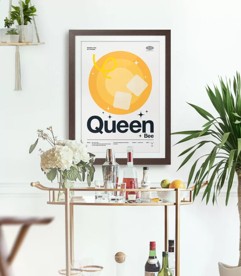 Mid-century modern Queen Bee Cocktail poster