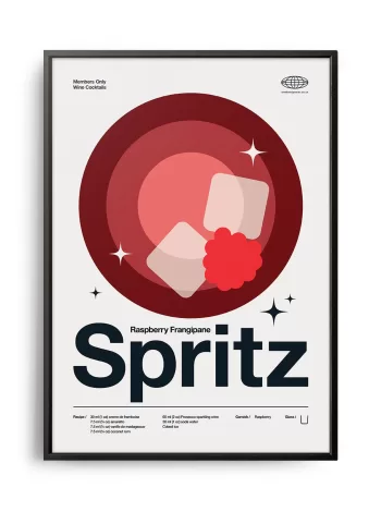 Mid-century modern Raspberry Frangipane Spritz Cocktail poster