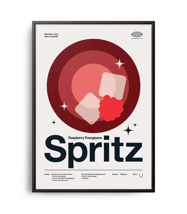 Mid-century modern Raspberry Frangipane Spritz Cocktail poster