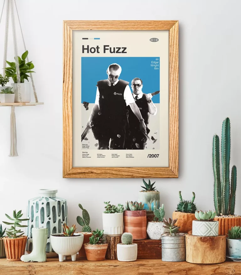 Mid-century modern Hot Fuzz movie poster