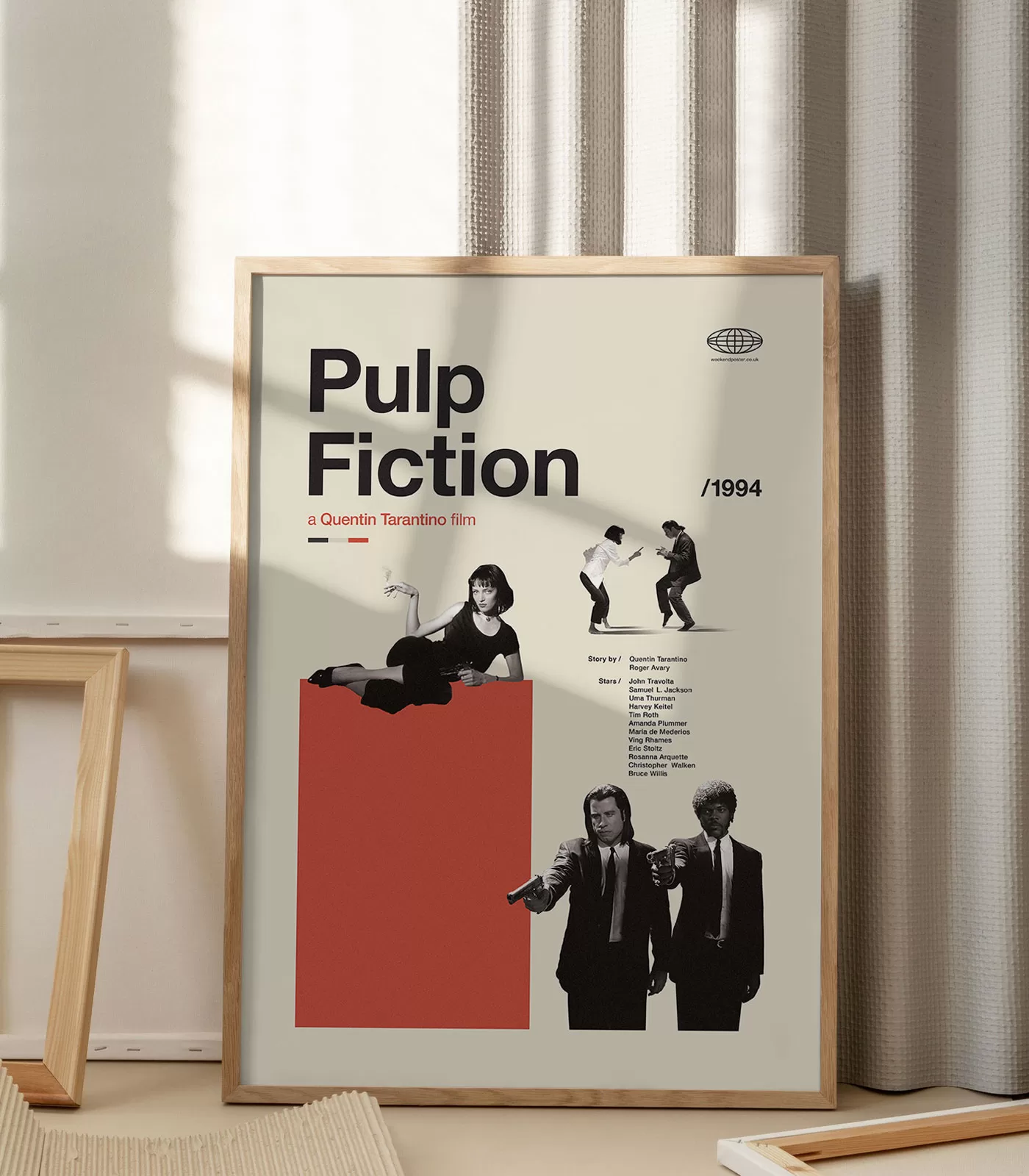 Mid-century modern Pulp Fiction movie poster - Weekend Poster