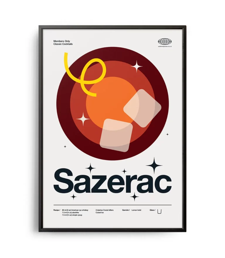 Mid-century modern Sazerac Cocktail poster
