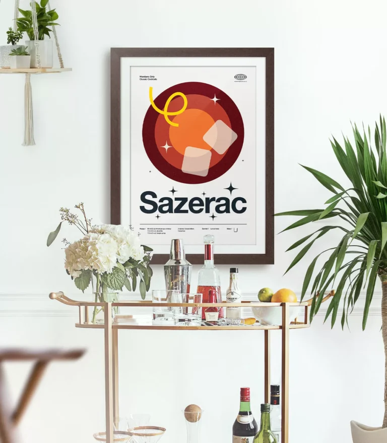 Mid-century modern Sazerac Cocktail poster