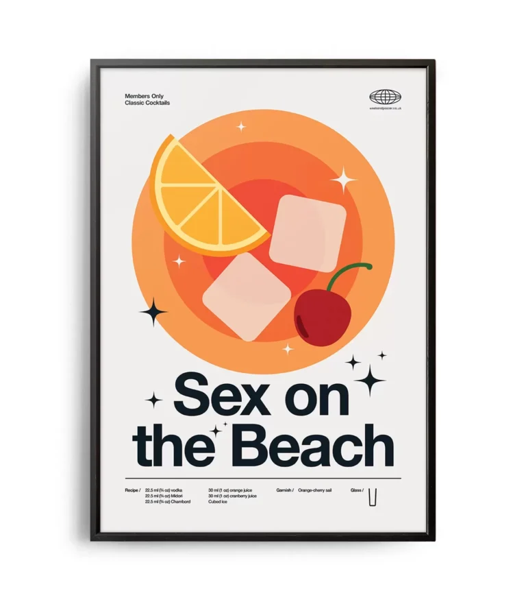 Mid-century modern Sex on the Beach Cocktail poster