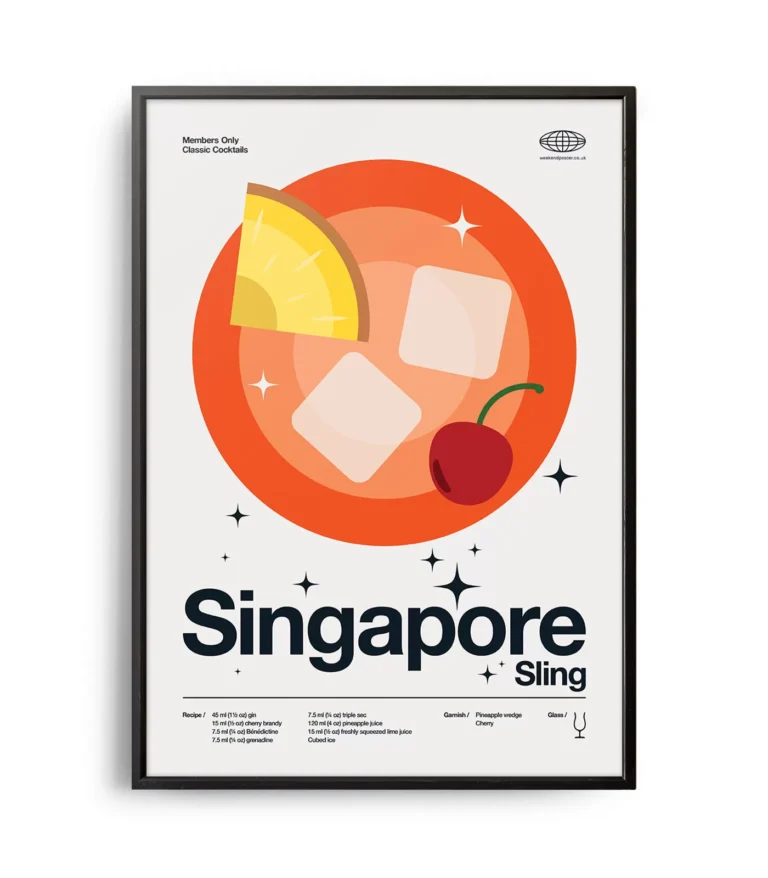 Mid-century modern Singapore Sling Cocktail poster