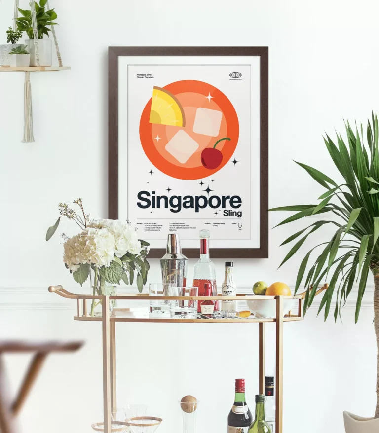 Mid-century modern Singapore Sling Cocktail poster