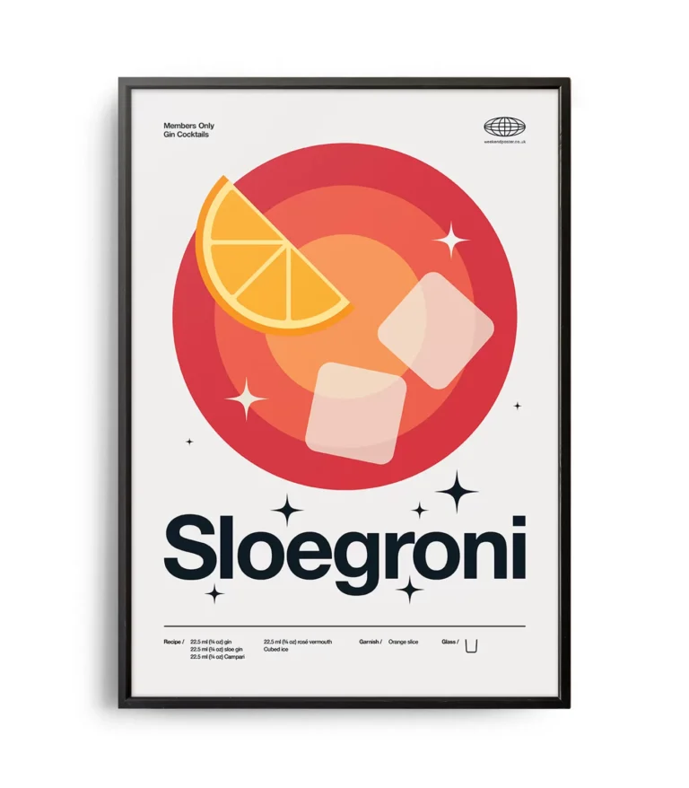 Mid-century modern Sloegroni Cocktail poster