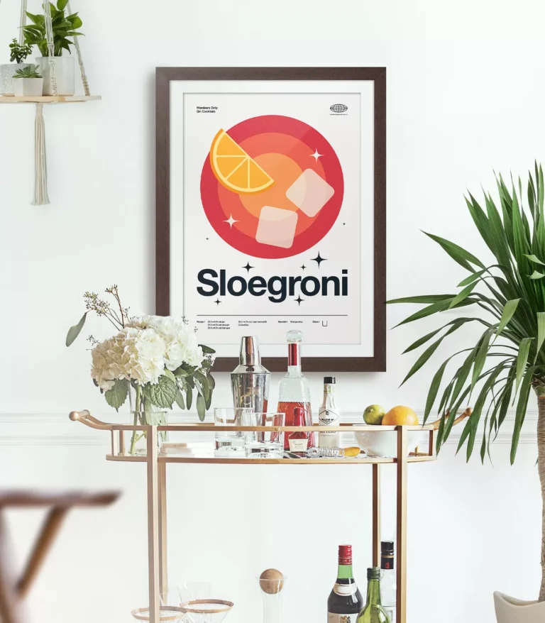 Mid-century modern Sloegroni Cocktail poster