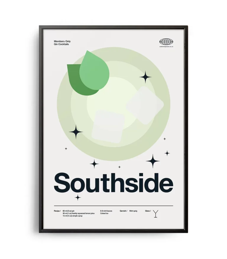 Mid-century modern Southside Cocktail poster