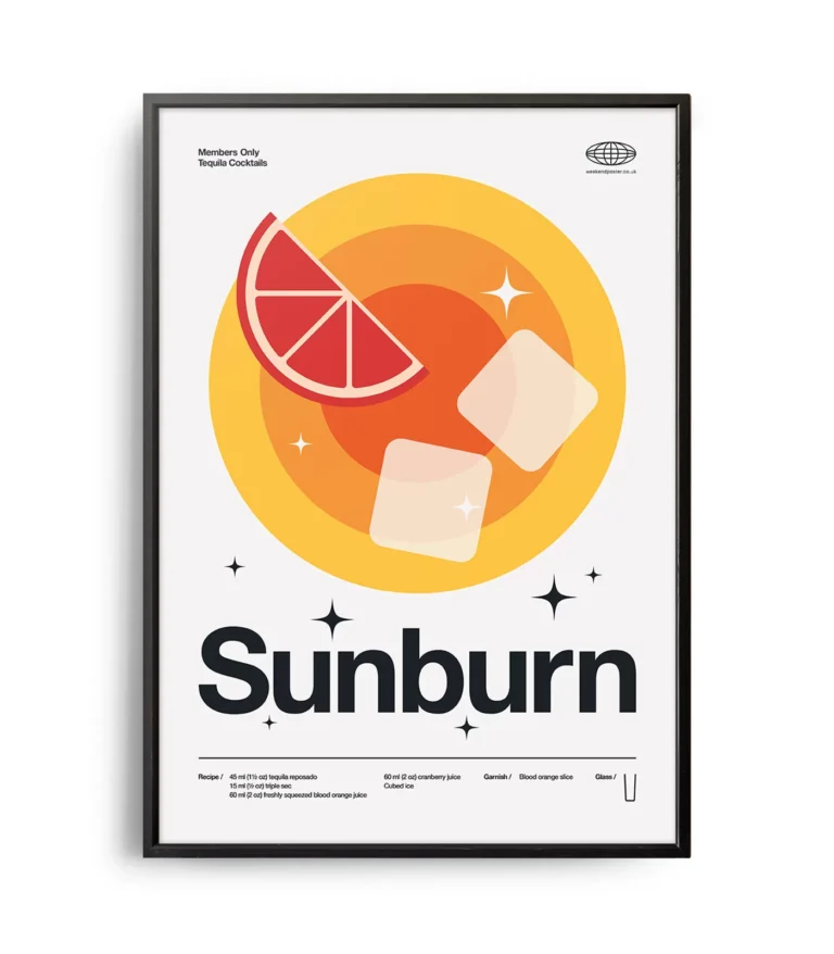 Mid-century modern Sunburn Cocktail poster