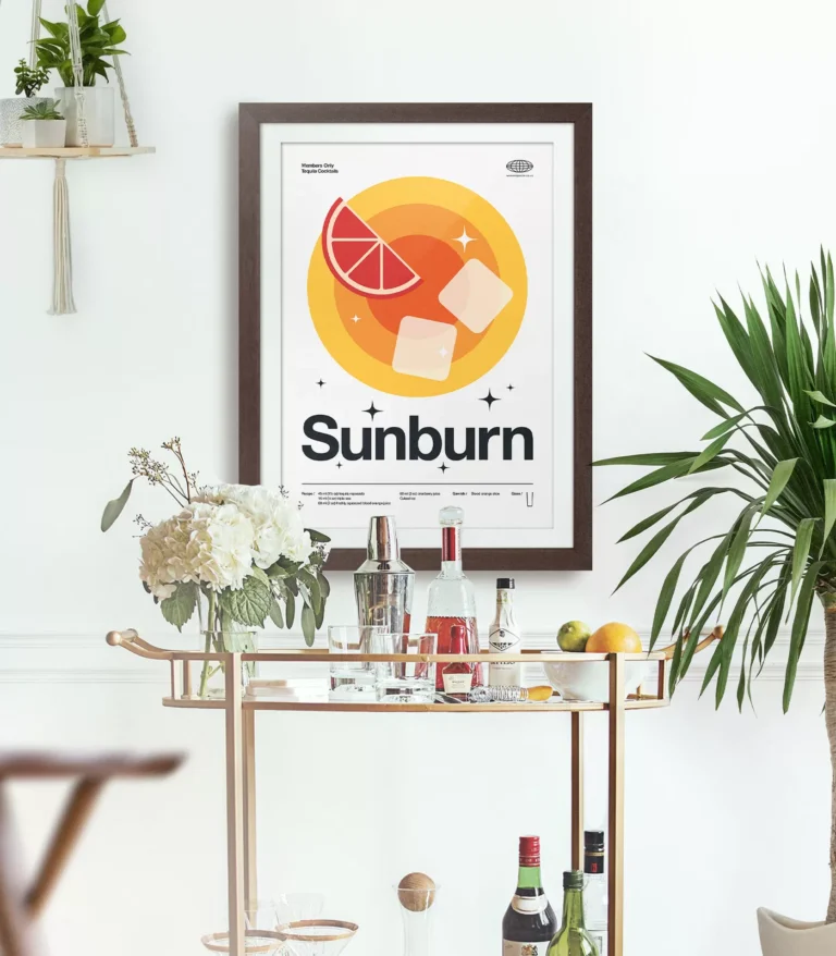 Mid-century modern Sunburn Cocktail poster