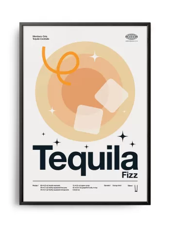 Mid-century modern Tequila Fizz Cocktail poster
