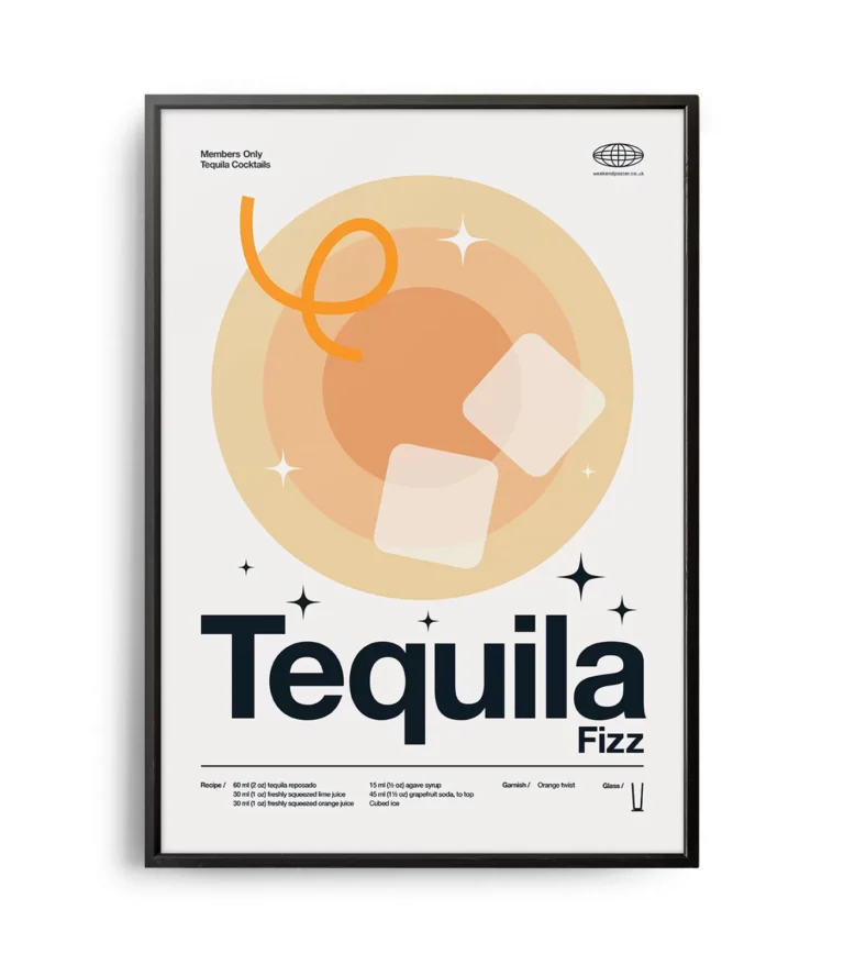 Mid-century modern Tequila Fizz Cocktail poster