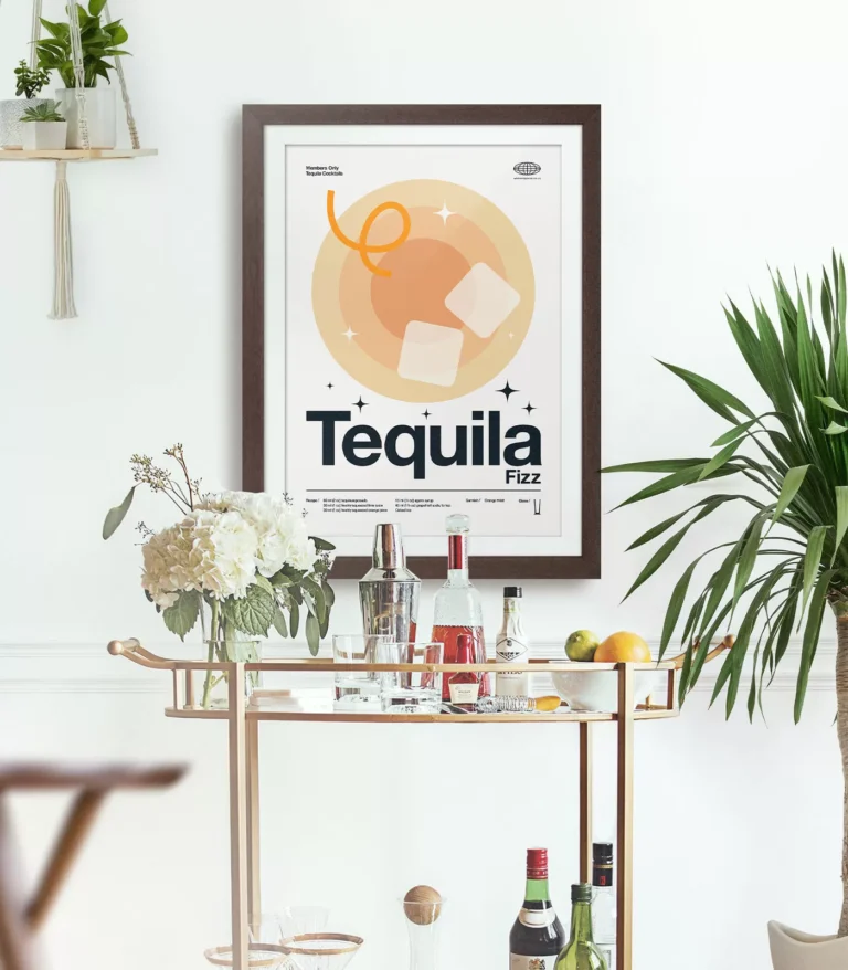 Mid-century modern Tequila Fizz Cocktail poster
