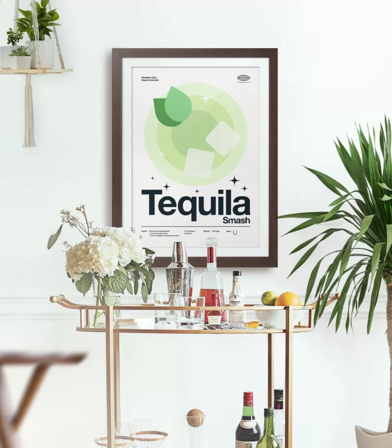 Mid-century modern Tequila Smash Cocktail poster