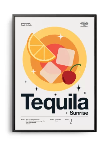 Mid-century modern Tequila Sunrise Cocktail poster