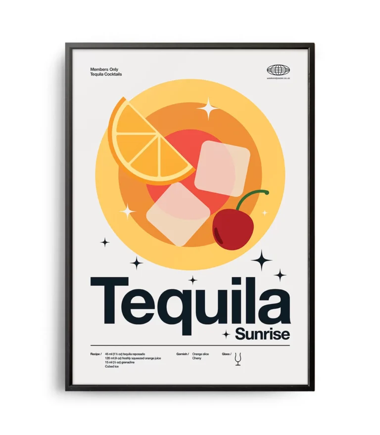Mid-century modern Tequila Sunrise Cocktail poster