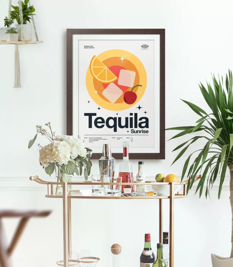 Mid-century modern Tequila Sunrise Cocktail poster