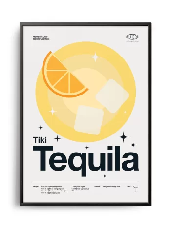 Mid-century modern Tiki Tequila Cocktail poster