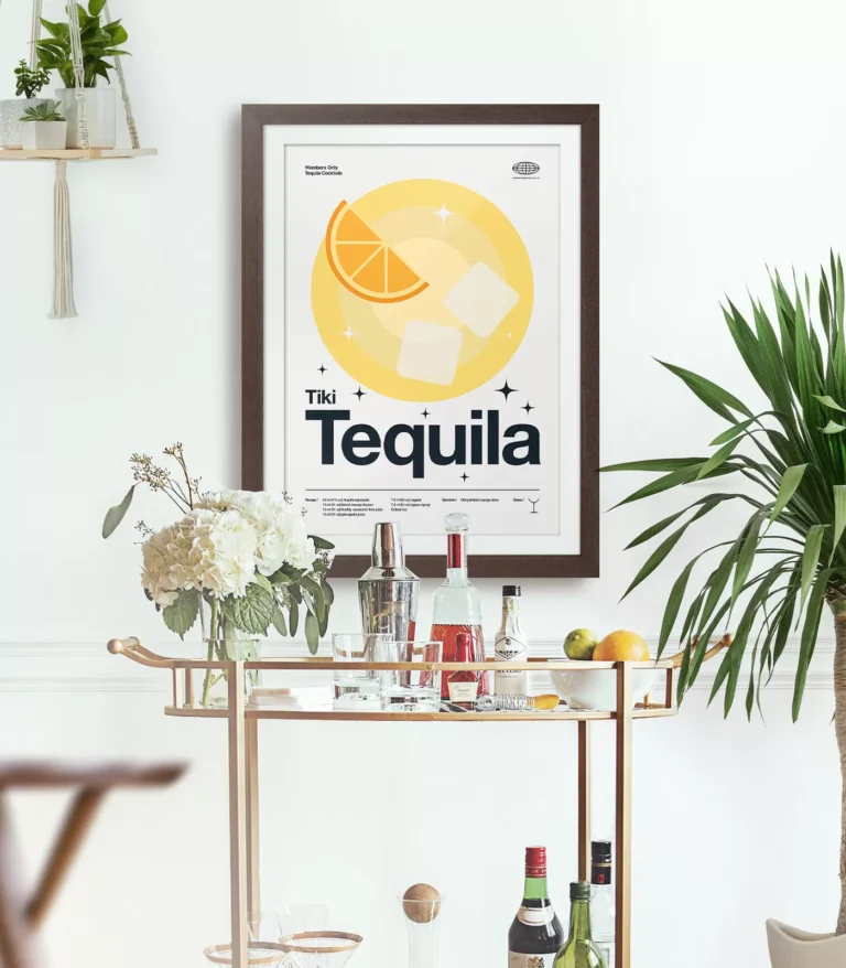 Mid-century modern Tiki Tequila Cocktail poster