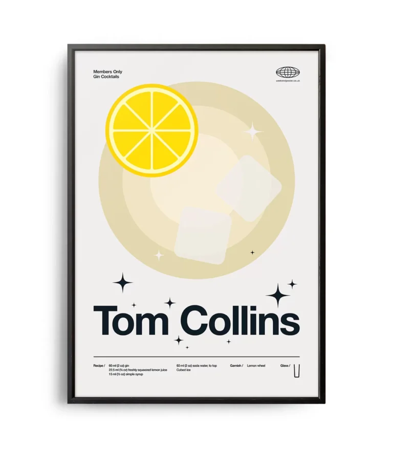 Mid-century modern Tom Collins Cocktail poster