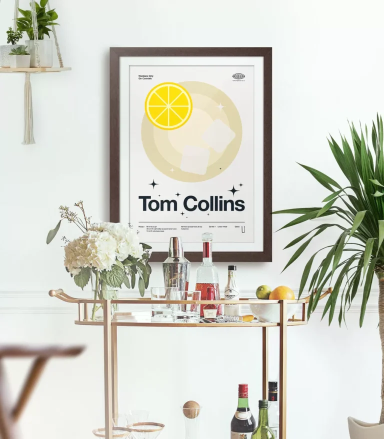Mid-century modern Tom Collins Cocktail poster