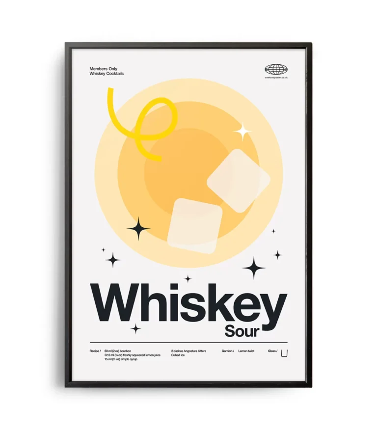 Mid-century modern Whiskey Sour Cocktail poster