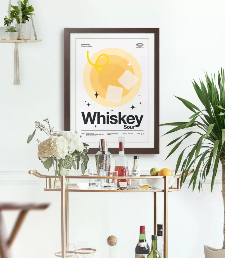 Mid-century modern Whiskey Sour Cocktail poster