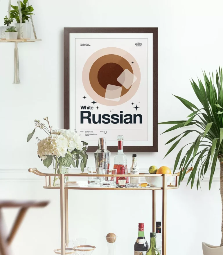 Mid-century modern White Russian Cocktail poster